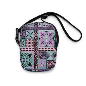 Purple Tiki Squares Utility crossbody bag