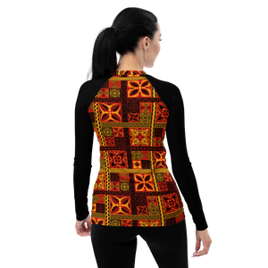 Fiery tiki Squares Women's Rash Guard