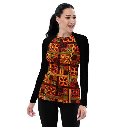 Fiery tiki Squares Women's Rash Guard