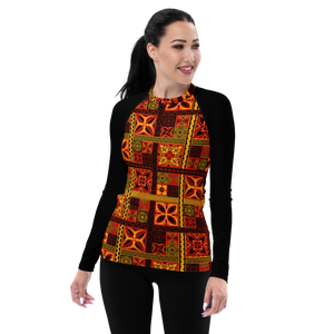 Fiery tiki Squares Women's Rash Guard