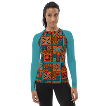 Load image into Gallery viewer, Beach Tiki Squares Women&#39;s Rash Guard