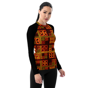 Fiery tiki Squares Women's Rash Guard