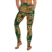 Load image into Gallery viewer, Green Tiki Squares Yoga Leggings