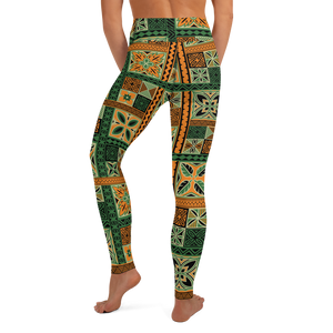 Green Tiki Squares Yoga Leggings