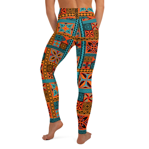 Beach Tiki Squares Yoga Leggings