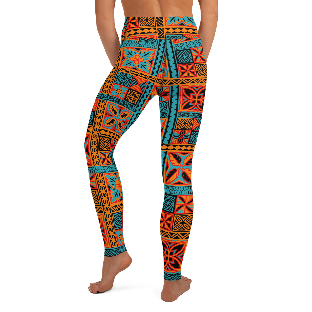 Beach Tiki Squares Yoga Leggings