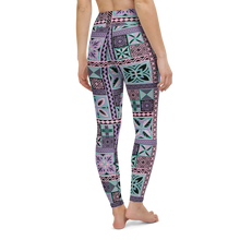 Load image into Gallery viewer, Purple Tiki Squares Yoga Leggings