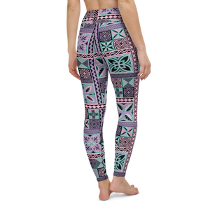 Purple Tiki Squares Yoga Leggings