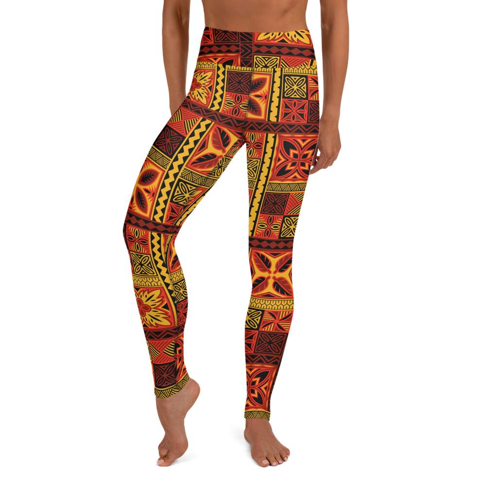 Fiery Tiki Squares Yoga Leggings