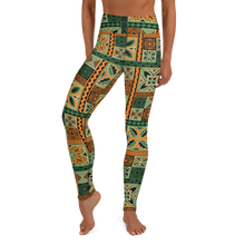 Load image into Gallery viewer, Green Tiki Squares Yoga Leggings