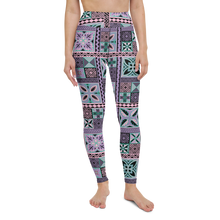 Load image into Gallery viewer, Purple Tiki Squares Yoga Leggings