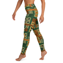 Load image into Gallery viewer, Green Tiki Squares Yoga Leggings