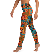 Load image into Gallery viewer, Beach Tiki Squares Yoga Leggings