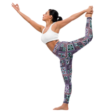 Load image into Gallery viewer, Purple Tiki Squares Yoga Leggings