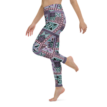 Load image into Gallery viewer, Purple Tiki Squares Yoga Leggings