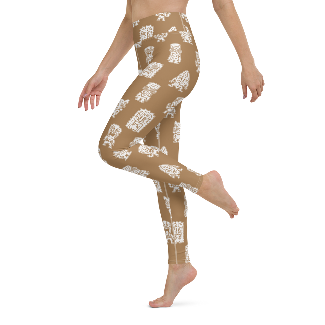 Brown Little Tikis Yoga Leggings