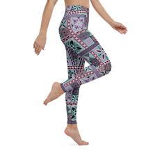 Load image into Gallery viewer, Purple Tiki Squares Yoga Leggings