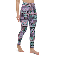 Load image into Gallery viewer, Purple Tiki Squares Yoga Leggings