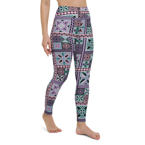 Purple Tiki Squares Yoga Leggings