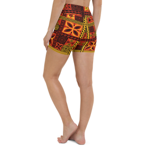 Fiery Tiki Squares Yoga Shorts