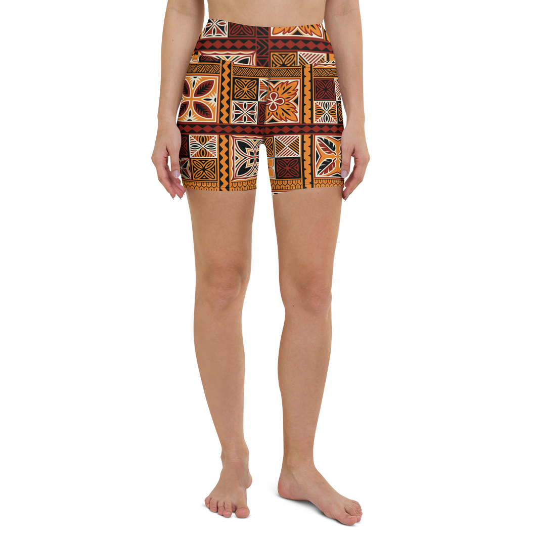 Tiki Squares Yoga Shorts