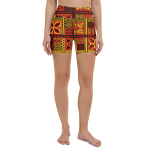 Fiery Tiki Squares Yoga Shorts