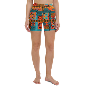 Beach Tiki Squares Yoga Shorts