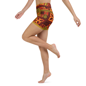 Fiery Tiki Squares Yoga Shorts