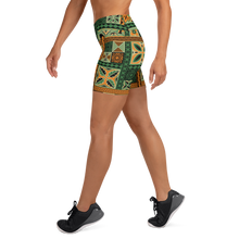 Load image into Gallery viewer, Green Tiki Squares Yoga Shorts