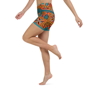 Beach Tiki Squares Yoga Shorts