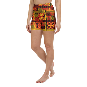 Fiery Tiki Squares Yoga Shorts