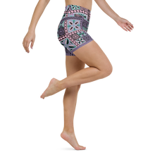 Load image into Gallery viewer, Purple Tiki Squares Yoga Shorts