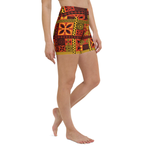 Fiery Tiki Squares Yoga Shorts