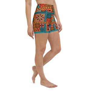 Beach Tiki Squares Yoga Shorts