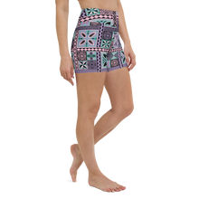 Load image into Gallery viewer, Purple Tiki Squares Yoga Shorts