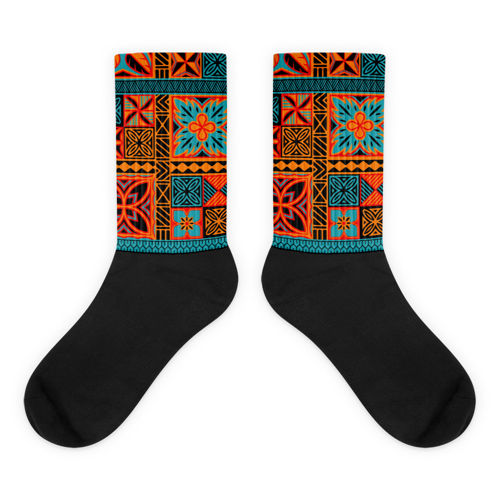 Beach Tiki Squares Socks