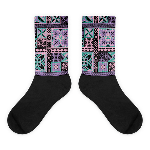 Purple Tiki Squares Socks