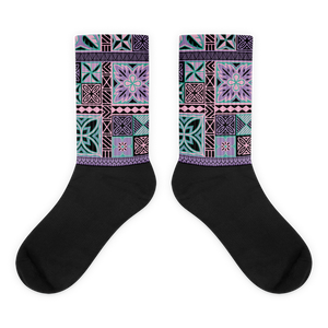 Purple Tiki Squares Socks