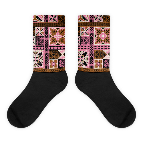 Pink Tiki Squares Socks