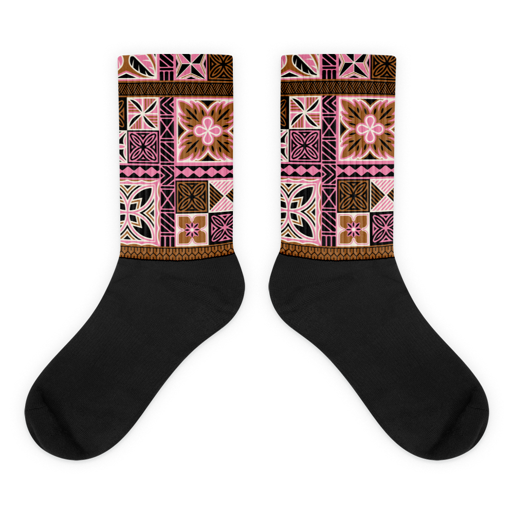 Pink Tiki Squares Socks