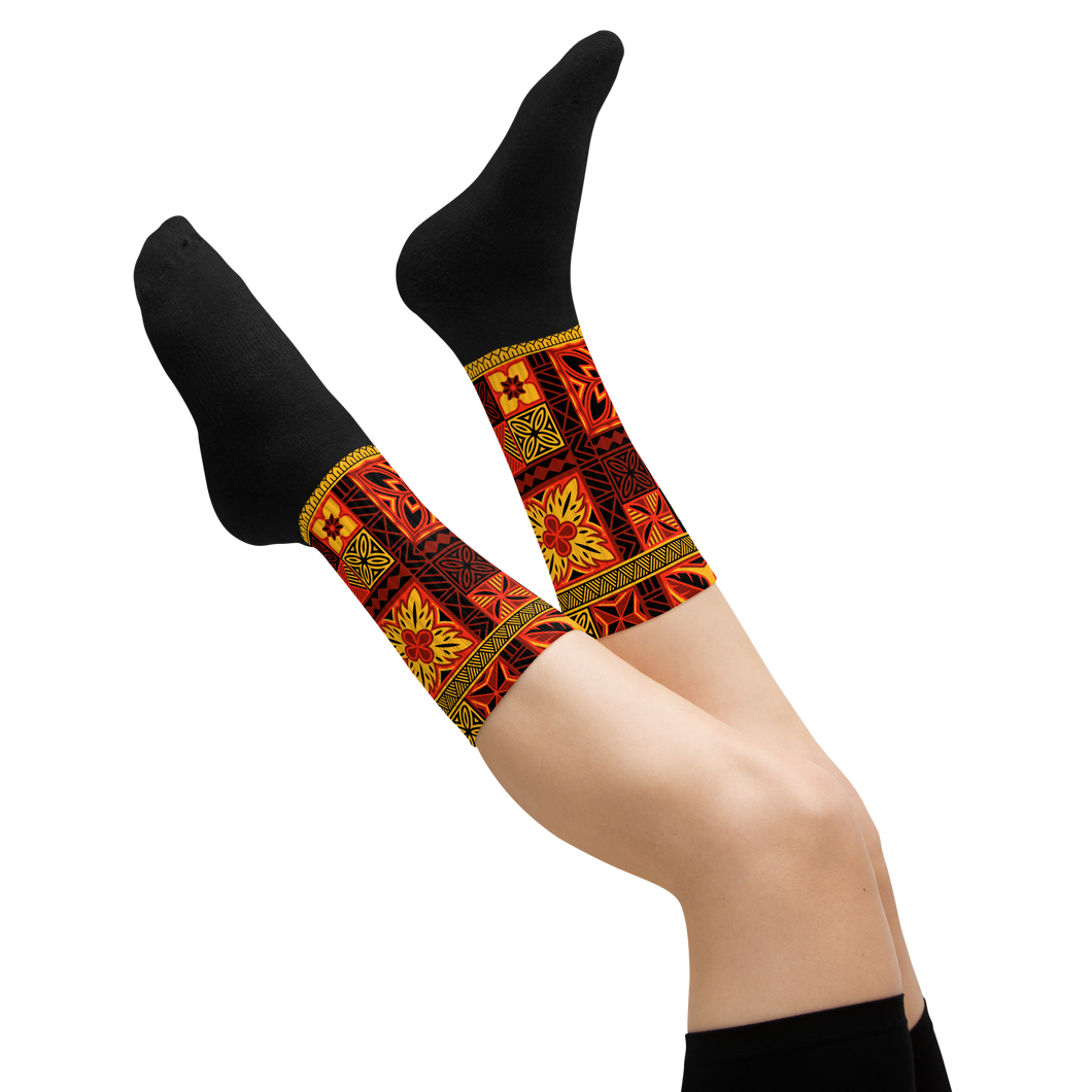 Fiery Tiki Squares Socks