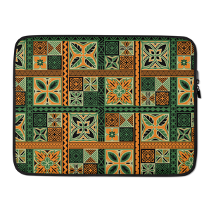 Green Tiki Squares Laptop Sleeve