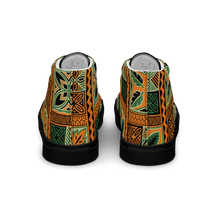 Load image into Gallery viewer, Green Tiki Squares Men’s high top canvas shoes