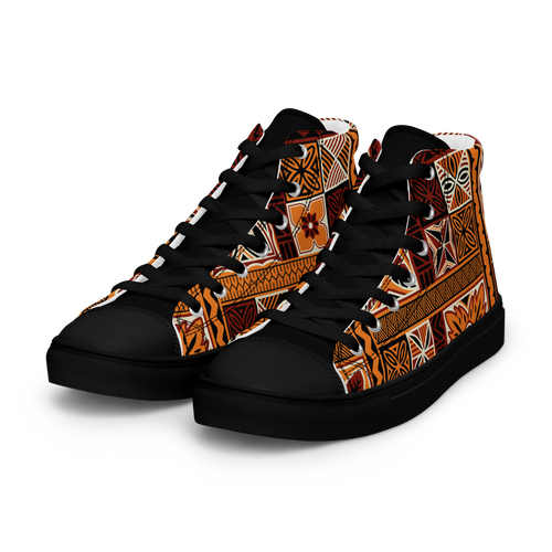 Tiki Squares Men’s high top canvas shoes