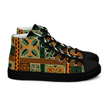 Load image into Gallery viewer, Green Tiki Squares Men’s high top canvas shoes