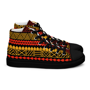 Warm Tiki Striped Men’s high top canvas shoes