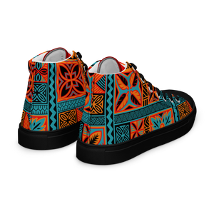 Beach Tiki Squares Men’s high top canvas shoes