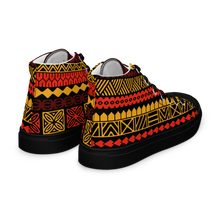 Load image into Gallery viewer, Warm Tiki Striped Men’s high top canvas shoes