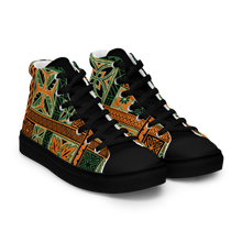 Load image into Gallery viewer, Green Tiki Squares Men’s high top canvas shoes