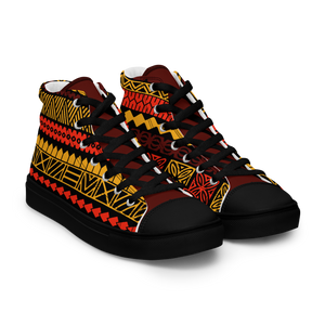 Warm Tiki Striped Men’s high top canvas shoes